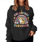 Inappropriate Dark Humor & Offensive Crew Clothing Chlamydiaurvivor Cat Meme Peinlicher Erwachsenen-Humor Für Männer & Frauenchwarz mall Kurzarm Klassisch Meme- Sweatshirt Frauen