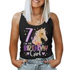 Kinder Geburtstag 7 Mädchen Pferd Reitentall Party 7 Jahre Alt Tank Top Frauen