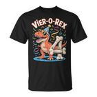 4 Geburtstag Party Junge Cooles Trex Dino 4 Jahre Alt T-Shirt