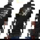 Bigfoot Deer Hunting Usa Flag Deer Hunting Buck Season Men's T-shirt Back Print