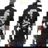 Skull Crossbones Skeleton Jolly Roger Flag Halloween Men's T-shirt Back Print