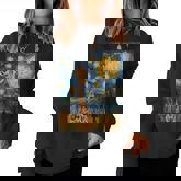 Cute Giraffe Africa Van Gogh Style Starry Night Women Sweatshirt