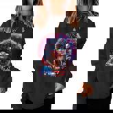 Melanin Afro African Happy 4Th Of July Black Girl Us Flag Women Sweatshirt