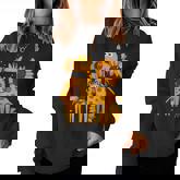 Mom Daughter Giraffe Sunflower Safari Lover Mother's Day Women Sweatshirt