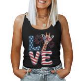 Giraffe Love 4Th Of July Usa Flag Giraffe Women Women Tank Top