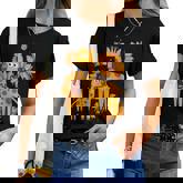 Mom Daughter Giraffe Sunflower Safari Lover Mother's Day Women T-shirt