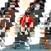 Japanese Samurai Girl Black Cat Ukiyo-E Katana Vintage Women's Oversized Comfort T-Shirt