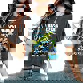 Mom Of The Birthday Boy Monster Truck Dinosaur Party T Rex Women's Oversized Comfort T-Shirt