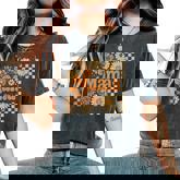 Retro Checkered Mama Pumpkin Flower Fall Autumn Halloween Women's Oversized Comfort T-Shirt