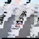 Bingo Life Messy Bun Bingo Lover Grandma Women Oversized Hoodie Back Print