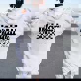 For New Mom Retro Checkered Mama Est 2024 Women Oversized Hoodie Back Print