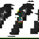 Guitar Lake Reflections Forest Pine Tree Moon Camp Guitarist T-Shirt