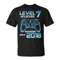 WEitoL Level 7 Unlocked Gaming T-Shirt - 7th Birthday Shirt For Gamers, 100% Cotton