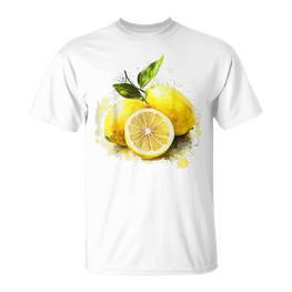 Lemon Fruit Graphic Watercolour Illustration Lemon T-Shirt - Seseable