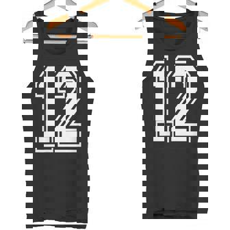 12番の前面と背面にホワイトのプリント。 タンクトップ - Kawaiitshirt