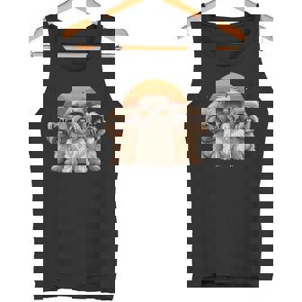 3匹のかわいい犬 ラサ・アプソ シーズー クール サングラス付き タンクトップ - Kawaiitshirt