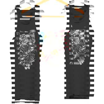 7 月 4 日アメリカ国旗白頭鷲グラフィック アート デザイン タンクトップ - Kawaiitshirt