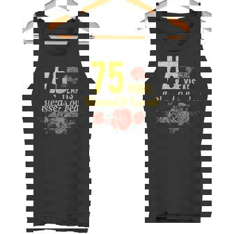 75歳 祝福され愛されたバラの花 フローラル 75歳の誕生日 タンクトップ - Kawaiitshirt