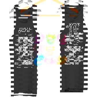 Axolotls Of The World Kawaii Types Of Axolotl Fish Amphibians Tank Top - Seseable