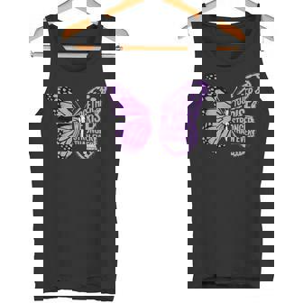 Crohns Awareness Together We Rise パープルリボン バタフライ タンクトップ - Kawaiitshirt