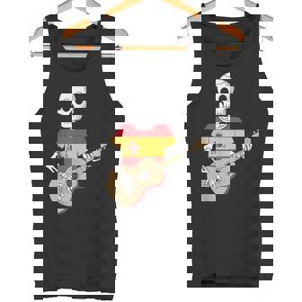 Divertido Esqueleto Guitarra España Bandera España Divertido Esqueleto Meme Camiseta sin mangas - Regaloses