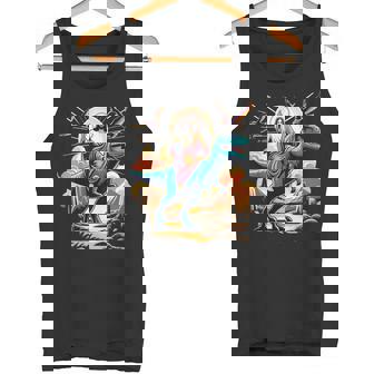 Divertido Jesús Montando T-Rex Dinosaurio Meme Parodia Para Creyentes Camiseta sin mangas - Regaloses