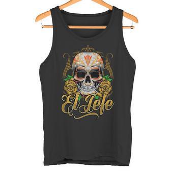 El Jefe Rosas Tatuaje Azúcar Cráneo Dia De Los Muertos Fiesta Camiseta sin mangas - Regaloses