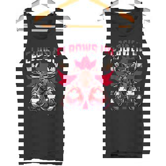 Elbows Up Canada ボクシング ムース メープルリーフ カナダの誇り タンクトップ - Kawaiitshirt