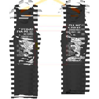 F-14 Tomcat Us American Carrier航空機 ブループリント タンクトップ - Kawaiitshirt