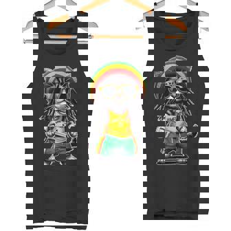 Jameowca クールで面白いジャマイカン ラスタ レゲエ キャット タンクトップ - Kawaiitshirt