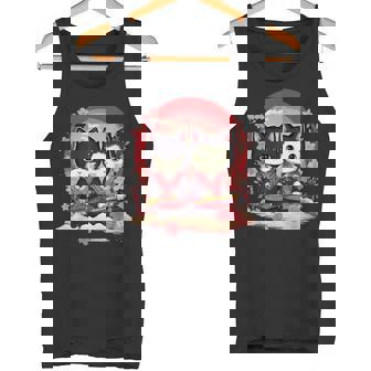 Kawaii Japonés Parejasamurai Ninja Gatos Guerrero Arte Camiseta sin mangas - Regaloses