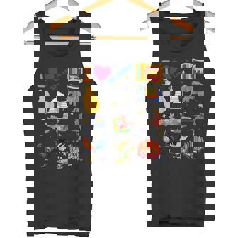 I Loveri Lanka 手描きのスリランカのランドマーク、旗、地図 タンクトップ - Kawaiitshirt