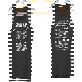 Meowtallica ブラック ホワイト 面白い パロディバンド 猫 子猫 恋人 タンクトップ - Kawaiitshirt