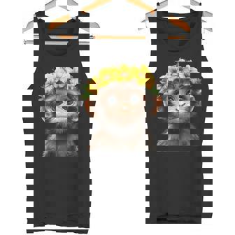 Mono Con Corona De Flores Amarillas Camiseta sin mangas - Regaloses