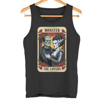 The Monster Frankenstein And Bride The Lovers Tarot Card Tank Top - Monsterry