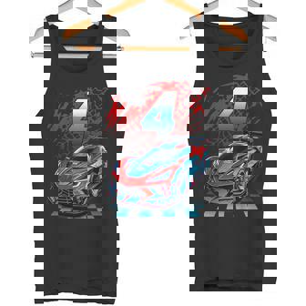 Niños Coche De Carreras De 4 Años Para Fiesta De Cumpleaños De 4 Años Camiseta sin mangas - Regaloses