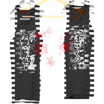 Punk's Not Dead ブラック&レッド タンクトップ - Kawaiitshirt