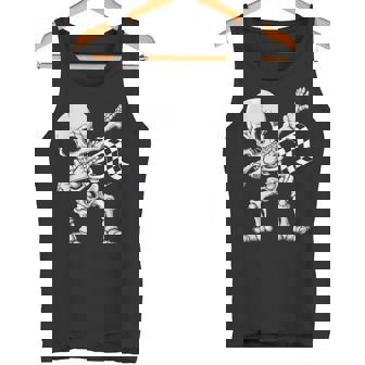 Racecar Racing Race Day Dabbing Esqueleto A Cuadros Bandera Camiseta sin mangas - Regaloses