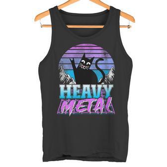 Retretretreto Gótico Gato 80Synthwave Retro Heavy Metal Cuello Camiseta sin mangas - Regaloses