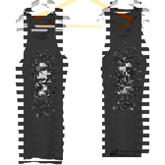 Squelette Metalhead Crânes Et Roses Métal Rock Noir Foncé Débardeur e - Cadeauxyz