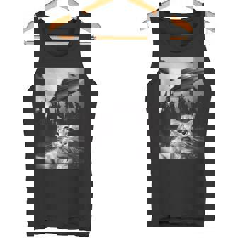 Ufo付き面白い猫セルフィー タンクトップ - Kawaiitshirt