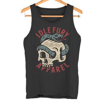 Ver Impresión Trasera Idle Fury Cráneoerpiente Tatuaje Camiseta sin mangas - Regaloses