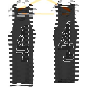 【両面プリント・表裏】4 数字 背番号・胸 ユニフォーム ナンバー【ブラック／黒の文字】スポーツ 部活 チーム 野球 タンクトップ - Kawaiitshirt