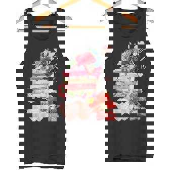 いちご ショートケーキ スイーツ デザート かわいい 春 お菓子、おしゃれ、パティシエ、ハート、カジュアル タンクトップ - Kawaiitshirt