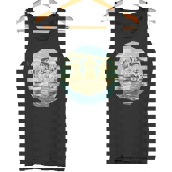 かわいい イエロー ラブラドールレトリバー 犬 釣り ボート 湖 犬 タンクトップ - Kawaiitshirt