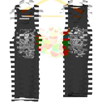 かわいい スイカ好き 夏 フルーツ スイカ アイスコーヒー タンクトップ - Kawaiitshirt