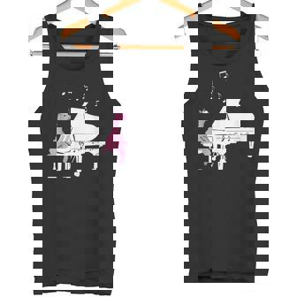 かわいいアルパカ弾き ピアノ音符記号 ミュージシャンアート タンクトップ - Kawaiitshirt