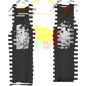 かわいいスマイルフェイス 花 ハッピーフェイス 花 ハート キッズ ガールズ タンクトップ - Kawaiitshirt