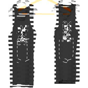 かわいいパイドフレンチブルドッグ ポケットに入れた犬 愛犬 ペットオーナー タンクトップ - Kawaiitshirt