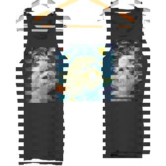 かわいいマルチーズドッグ 星月夜 ヴィンセント・ヴァン・ゴッホ絵画 タンクトップ - Kawaiitshirt